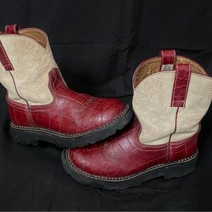 Ariat Fat Baby Red Alligator Print Cowgirl Western Boot Style #14709 Size 7 B